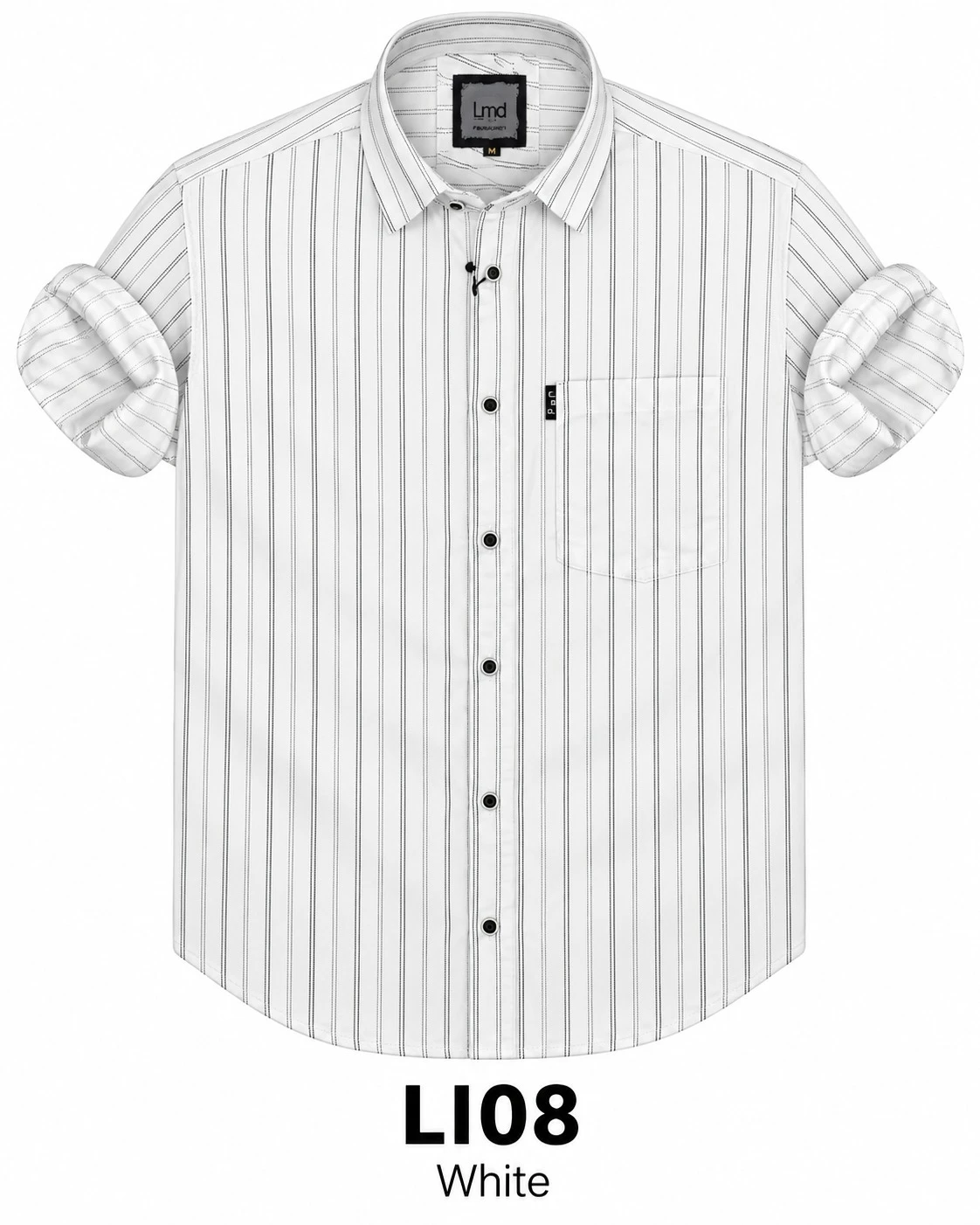Casual lining white shirt - L- LI 08