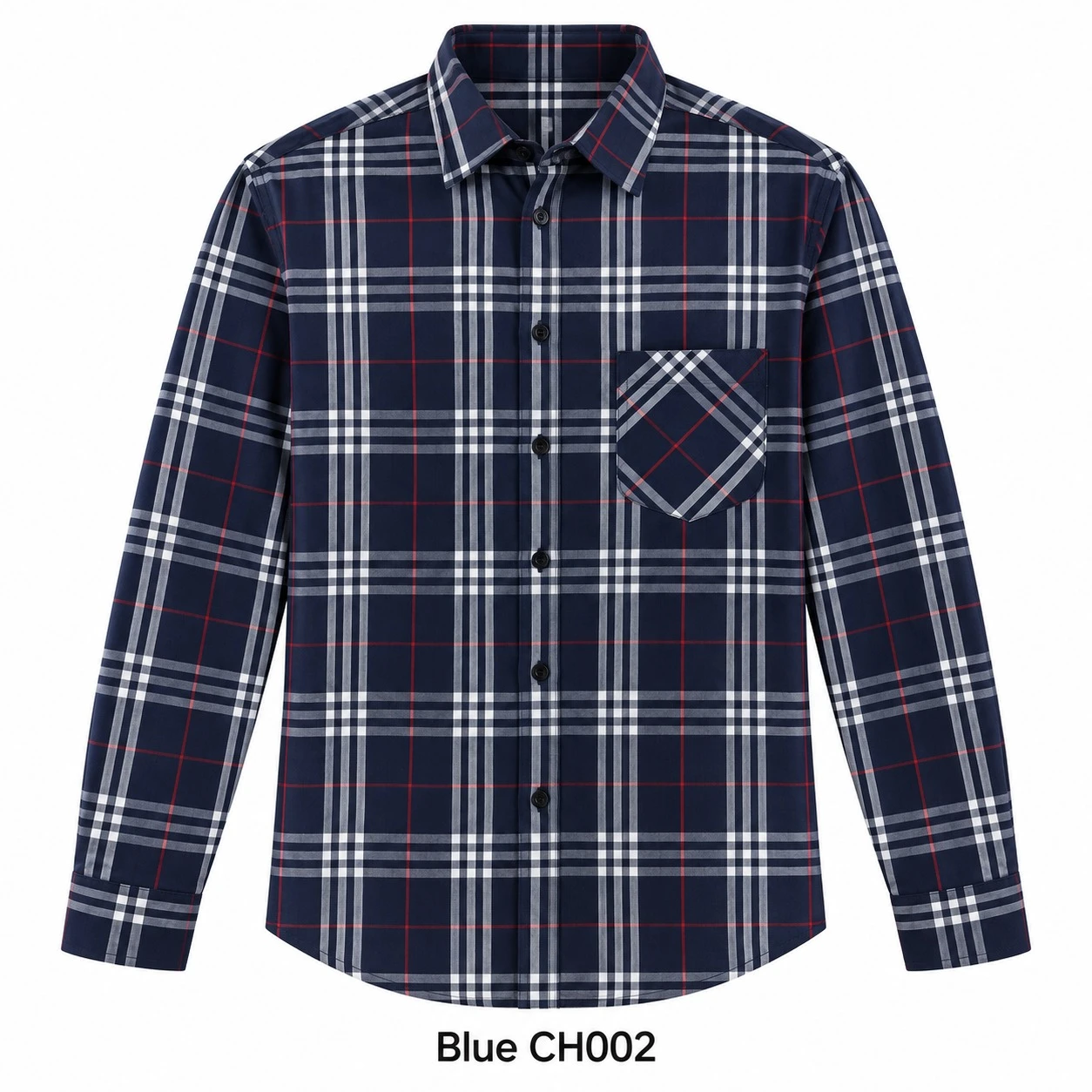 Trendy checked full sleeve  Blue shirt - L- CH 002