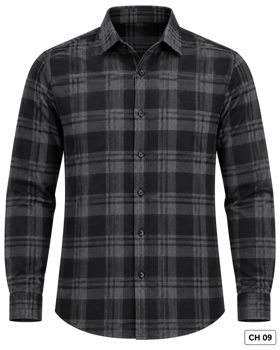 Trendy checked full sleeve  black shirt - L CH 09